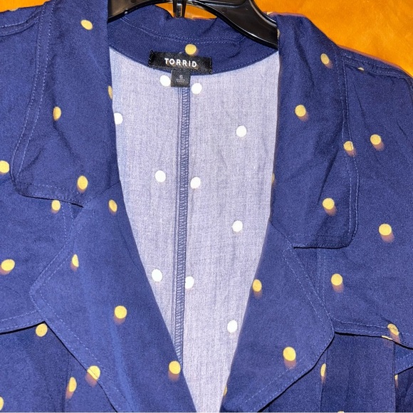 Torrid Rayon Twill Navy polka dot Trench Coat plus size 6X 30 fit flare - Picture 5 of 5